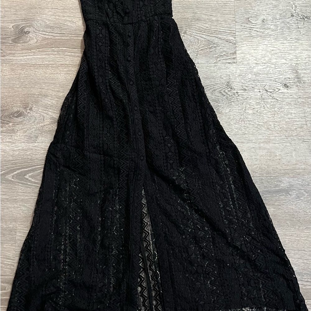 Elegant Black Lace Maxi Dress
